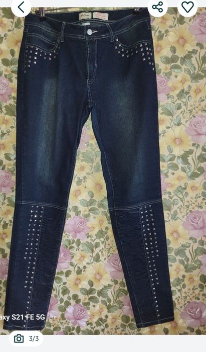 Джинсы Байкерша  зауженные с заклепками. Коттон 100%L