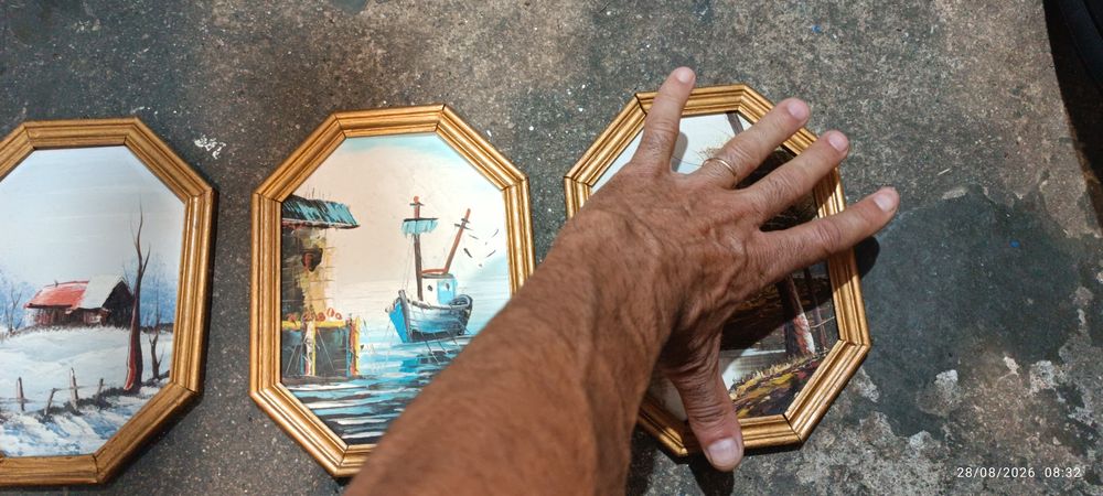 3 quadros pintados à mão