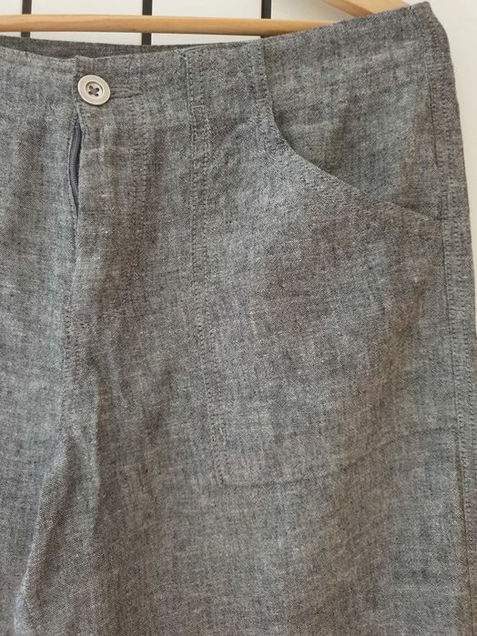 Szare w melanżu lniane spodnie F&F r. 40