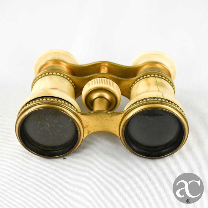 Binóculos de teatro em metal dourado e osso?, séc. XIX