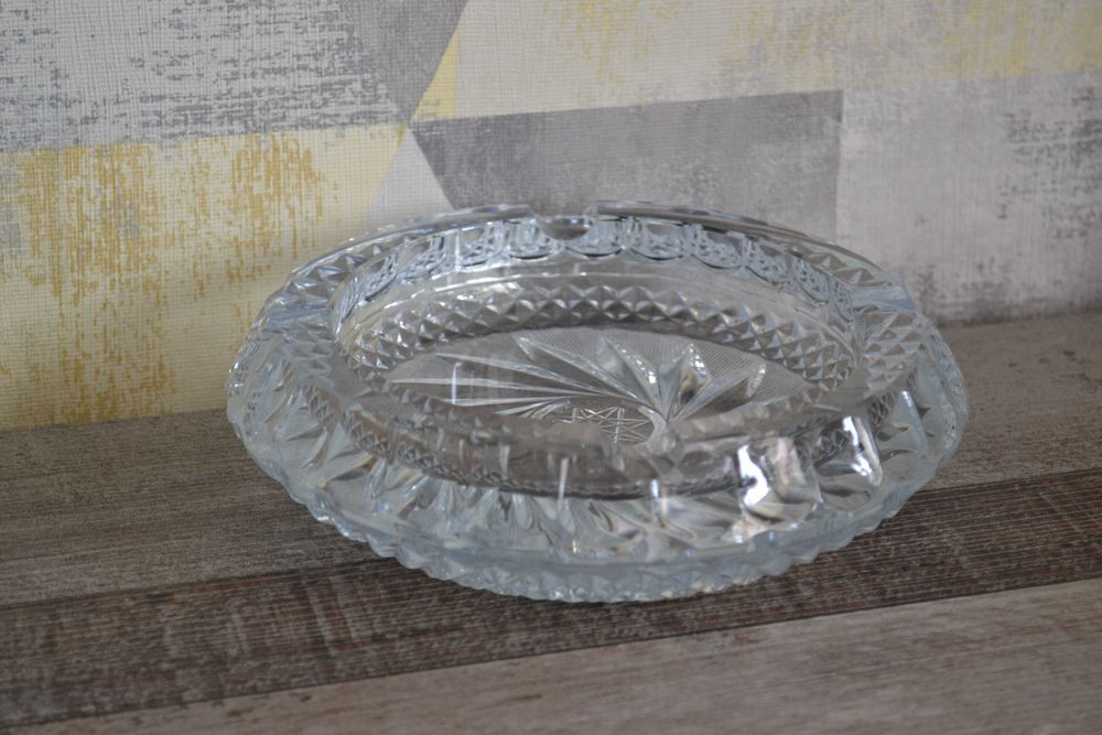 Piękna duża kryształowa popielniczka 1,7kg wagi PRL lata 70-te