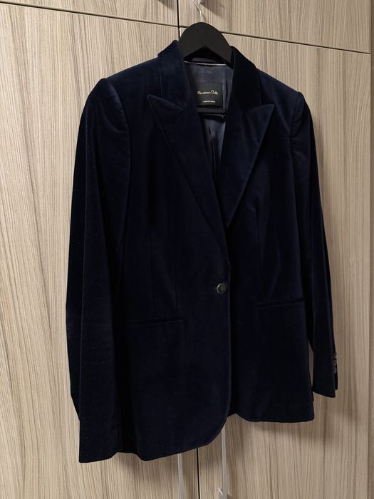Бархатный жакет Massimo Dutti темно-синий S (стан нового)