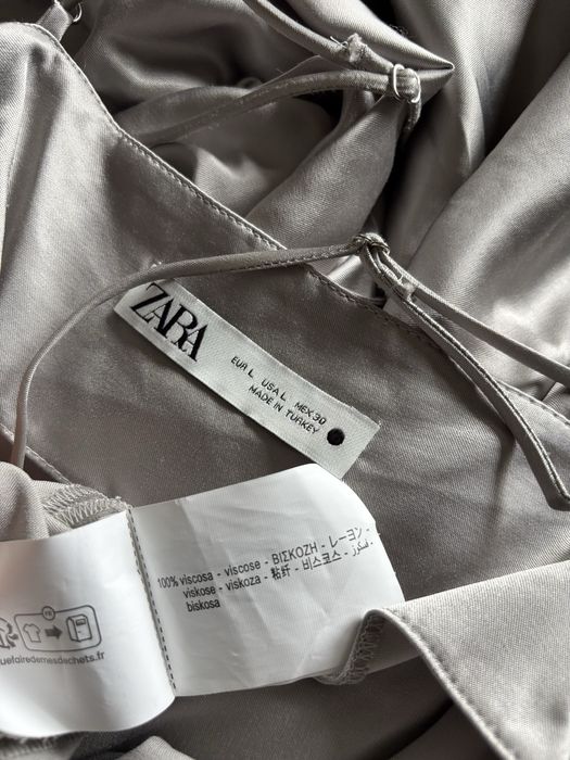 Zara sukienka maxi satynowa bieliźniana L drapowana