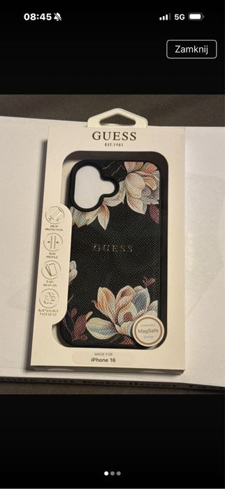 Etui nowe z Guess zapakowane czarne w kwiaty Iphone 16
