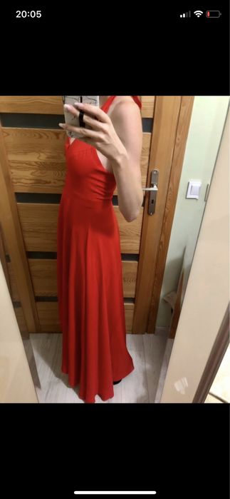 Asymetryczna czerwona długa (maxi) sukienka Emo 36