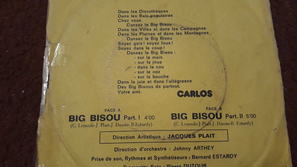 Carlos - Big bisou - single vinil - portes incluídos