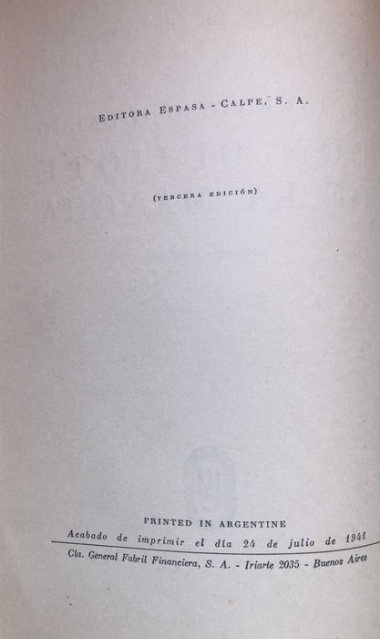 Don Quijote de la Mancha, de Cervantes, 1941