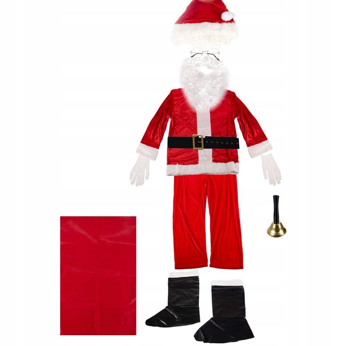 STRÓJ ŚWIĘTEGO MIKOŁAJA kostium welurowy zestaw premium 13 elementów