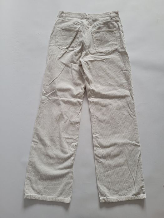 Biale sztruksowe szerokie spodnie wide leg wysoki stan S 36