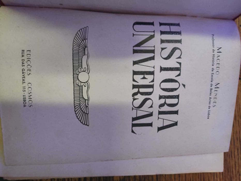 obra História Universal escrita por Macedo Mendes e publicada pelas Edições Cosmos 1939 6 volumes