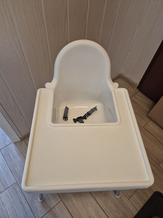 Krzesełko do karmienia dziecięce dla dziecka Ikea Antilop białe z pasami