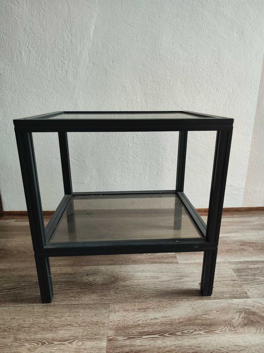 Stolik kawowy szklany blat stół stabilny loft vintage antracyt