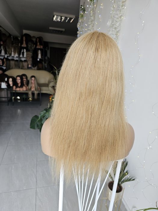 Peruka z włosów naturalnych Patrycja beżowy blond 50 cm lacefront