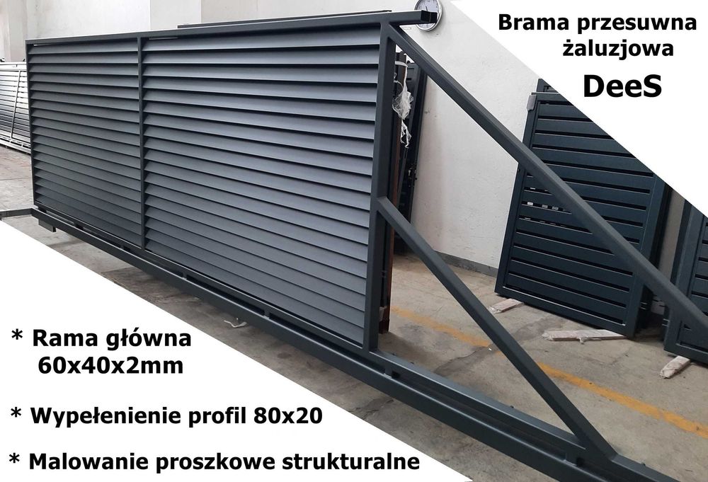 Brama przesuwna żaluzjowa 4000x1500 w komplecie. Wysoka jakość