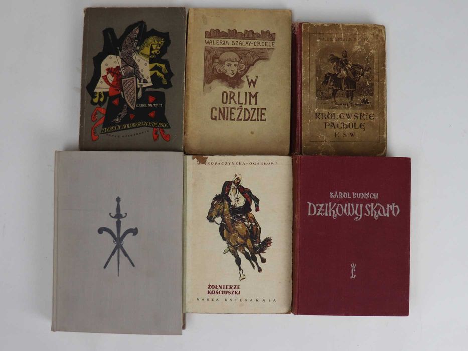 Aleksander Dumas Wicehrabia de Bragelonne 6x Stare Książki rok 1929 Królewskie Pachole Karol Bunsch Dzikowy skarb Żołnierze Kościuszki UNIKAT