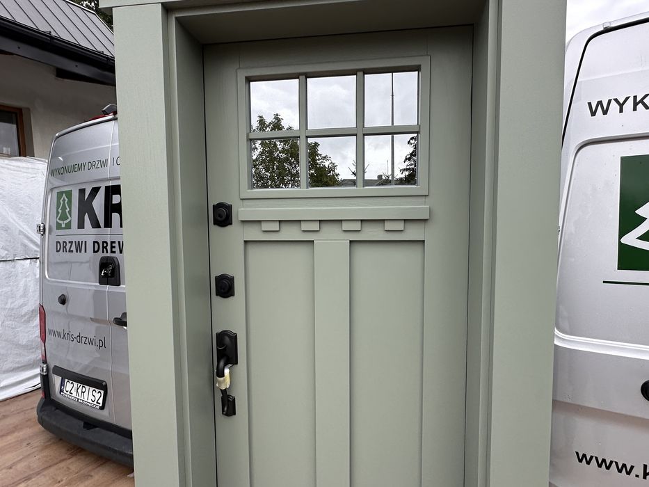 Drzwi zewnętrzne drewniane Amerykańskie Schlage MontażPolska