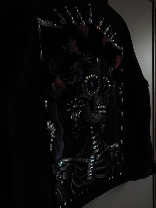 Jeansowa katanka, Custom, Helloween, La  Catrina, ręcznie malowana