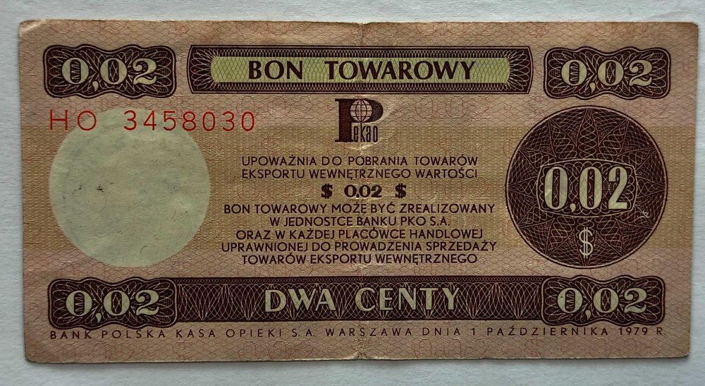 BONY TOWAROWE PRL 2 Centy 5 banknotów rok 1979