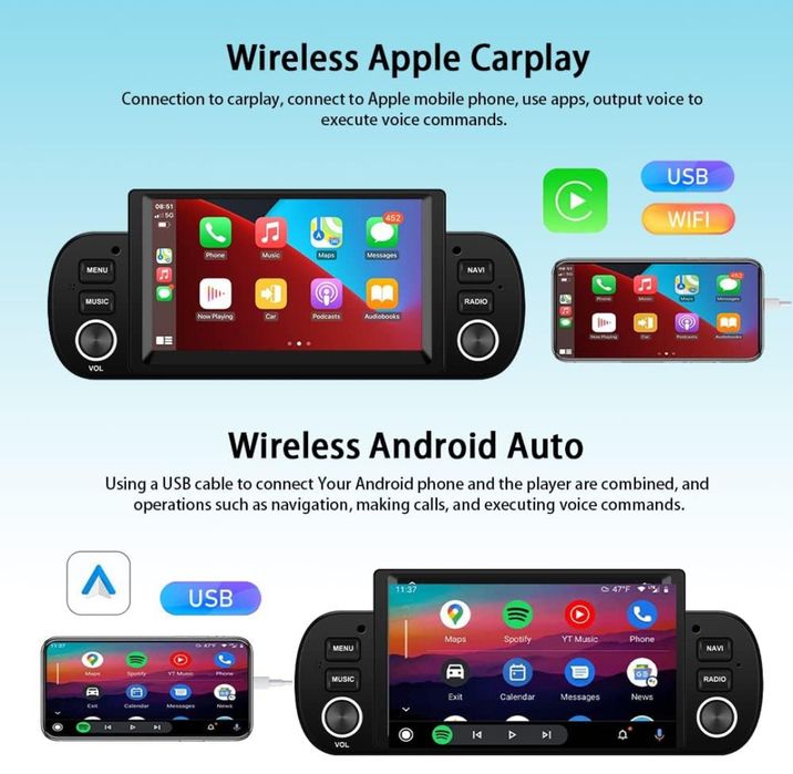 Rádio Fiat Panda 2013 a 2020 android 14 6,2" Carplay GPS 2/32GB NOVO