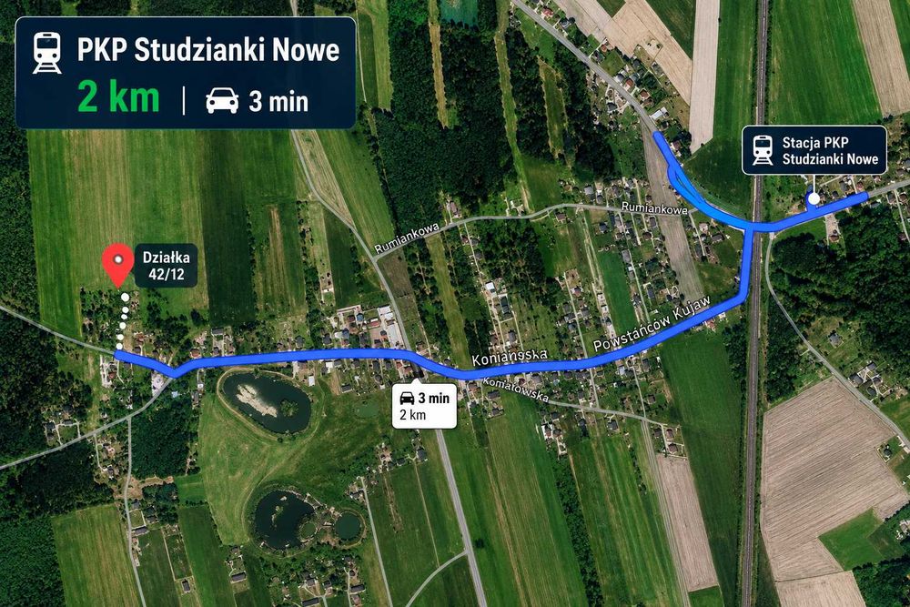 Działka 1239 m² | PKP | WZ | Media | Ogrodzona - Więcej