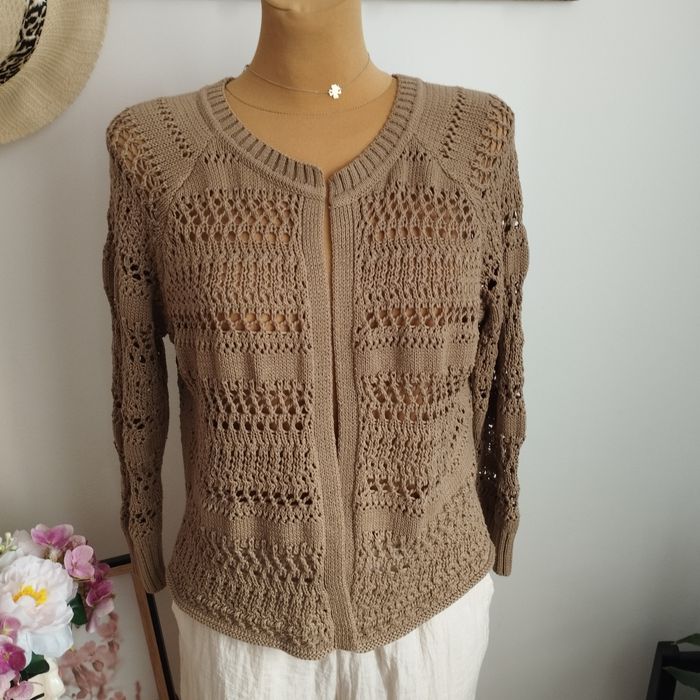 Ażurowy sweter Atmosphere r. 42 cappuccino brąz casual elegancki