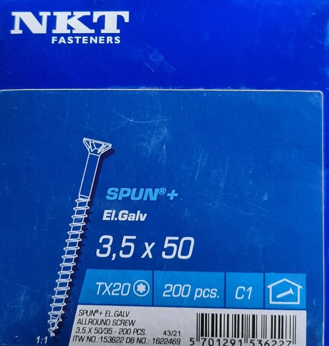 Wkręty do drewna- FASTENERS SPUN®+, ocynk