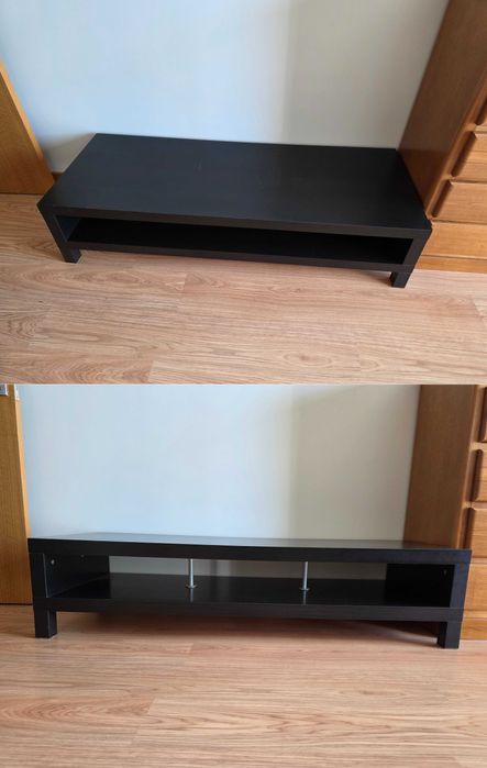 Estante + Móvel Tv Ikea Kallax Preto-Castanho