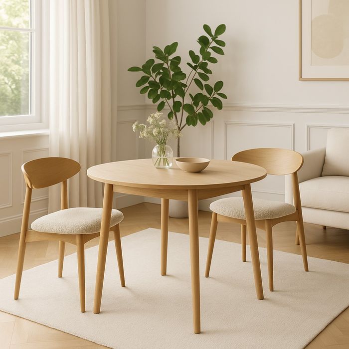 Stylowy okrągły stół do salonu lub kuchni 100 cm, nogi bukowe