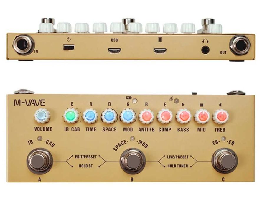 Нові acoustic M-VAVE Cube Baby AC '2026 Metallic Gold (процесор для акустичної гітари)