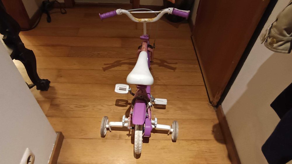 Bicicleta fantasy rosa com rodas de apoio toimsa r12"