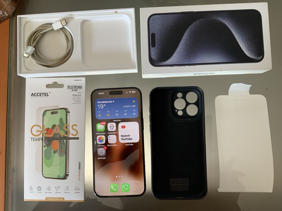 iPhone 15 Pro Max 256GB Blue Titanium com Capa Pelicula e Fatura para Garantia