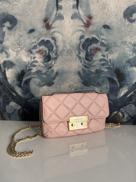 Oryginalna torebka skórzana Michael Kors pudrowo rożowa