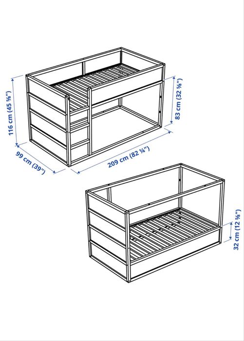 Cama reversivel beliche  Ikea 90x200 Kura