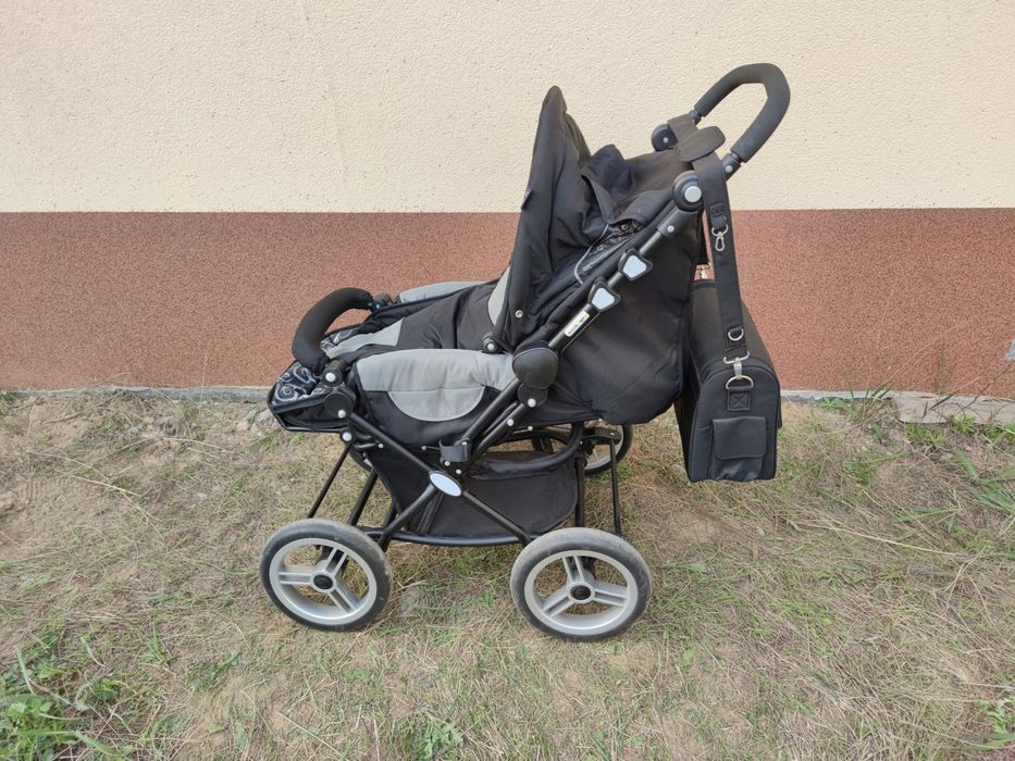 Универсальная коляска 2 в 1 "PRAMY LUXE", Black pearl, цвет серый