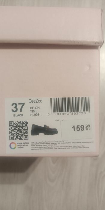 Buty damskie czarne mokasyny 37
