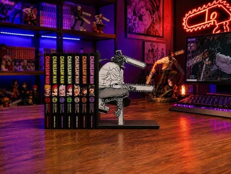 Porta-Livros Chainsaw Man Pochita | Suporte para Mangás | Decoração Anime