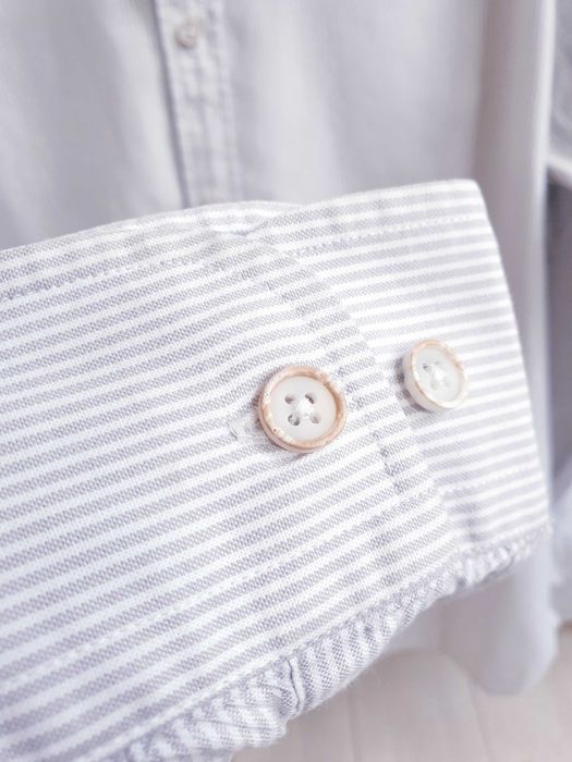 Koszula męska ze stójką w beżowe paski XL Hammond Oxford