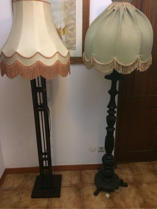 candeeiro de madeira trabalhada vintage preto