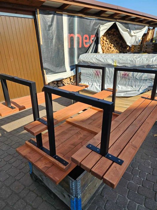 Zestaw piknikowy do przykręcenia, parkowy, miejski, na plac zabaw, stół dwa siedziska PIKNIKOWY LOFT