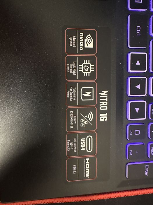 Acer Nitro 16 AN16-41-R372 16” 165hz R5 7535HS 16GB RAM 512GB