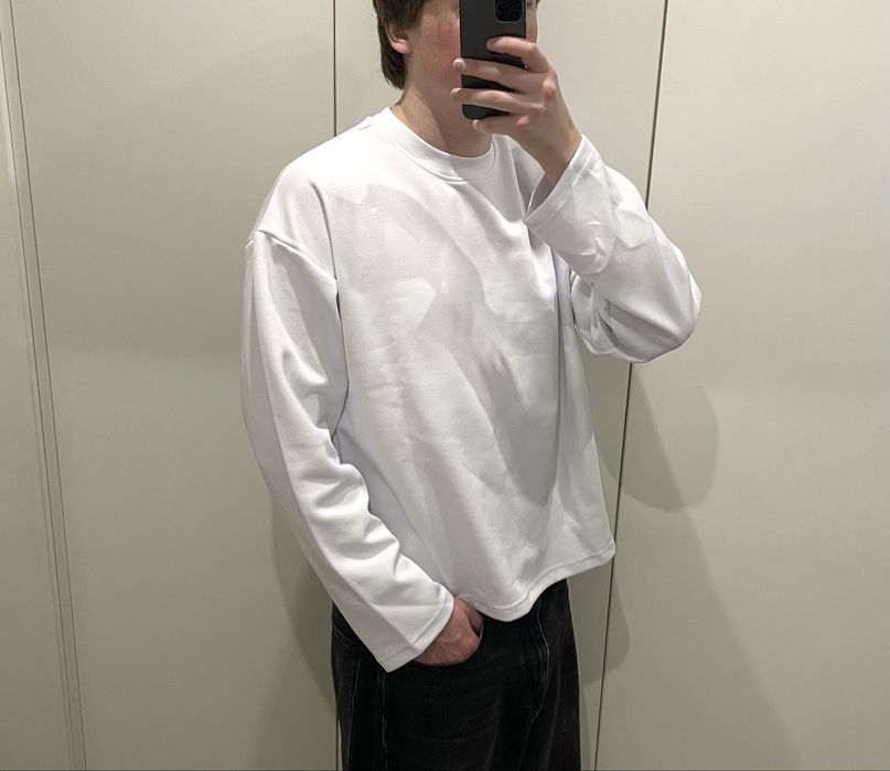 Базовий оверсайз лонгслив boxy cropped fit кропнутый лонгслив бокси фит лонгсливи лонги longsleeve бокси фит