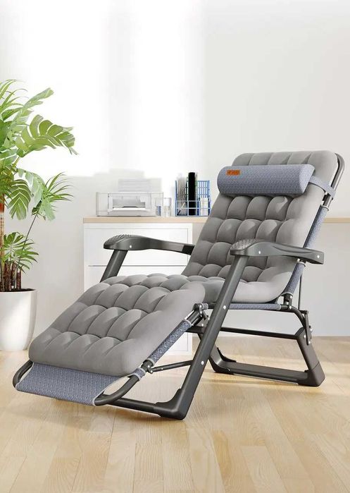 Розкладне крісло шезлонг садовий із подушкою WCG FCB-S03PP