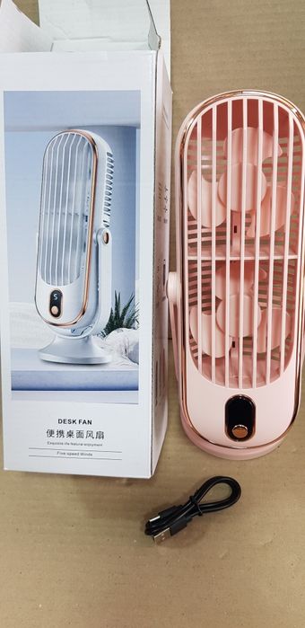 Вентилятор настольный пятискоросной с двойным мотором и дисплеем +USB,