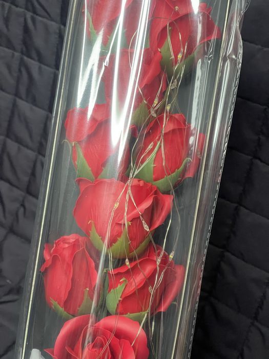 Троянди вічний букет з лед підсвіткою. Подарунковий букет 50 см.