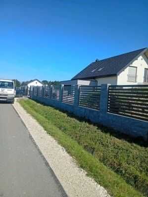 Kompletne ogrodzenie palisadowe wypełnienie+słupek, podmurówka