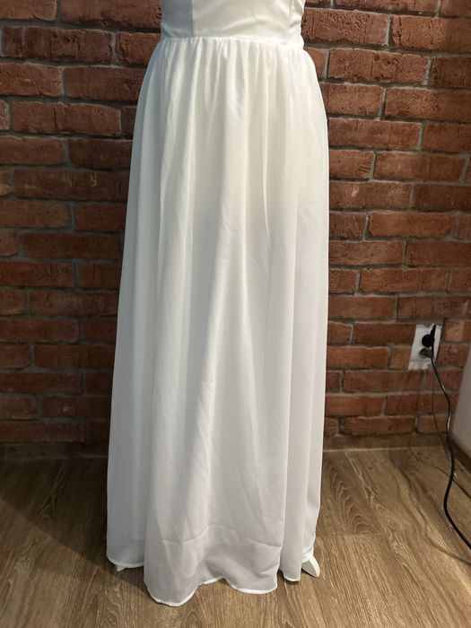 Zjawiskowa biała suknia Maxi z Odkrytymi Plecami elegancka ślub wesele