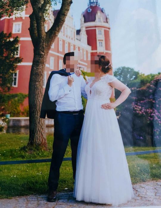 Suknia ślubna,  welon, etola slubna NOWA, futerko