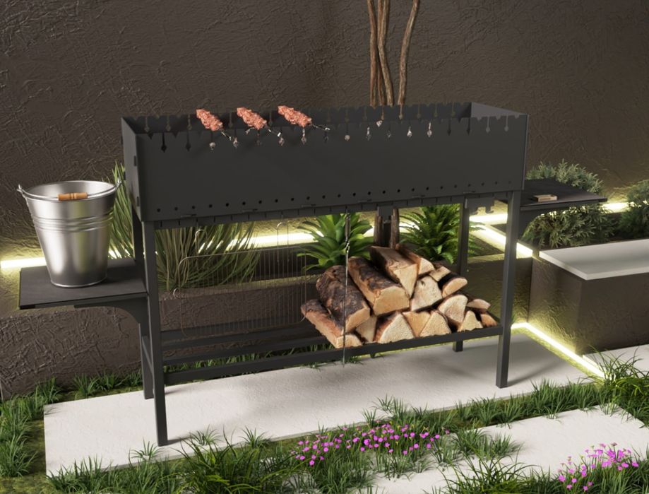 Металевий мангал з поличками