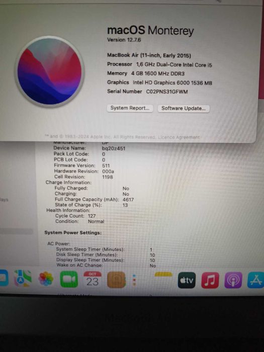 Ноутбук Apple A1465 MacBook Air 11" (Early 2015) (i5-5250U|4GB|128SSD)