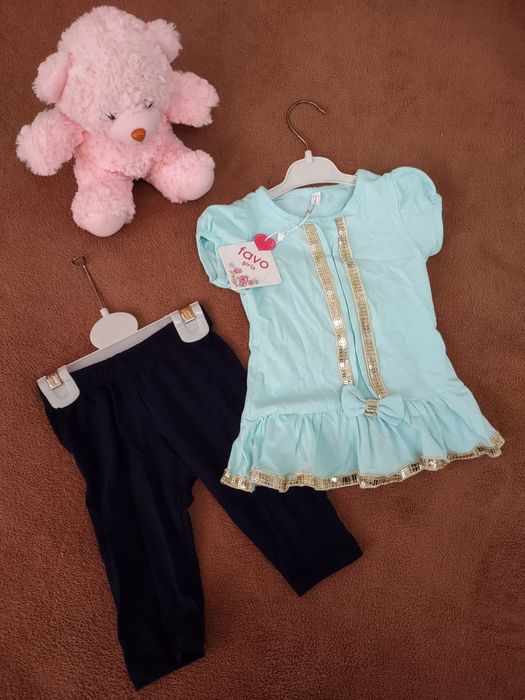 Дитячий набір для дівчинки,лосіни та футболка,1 -1.5 р .
